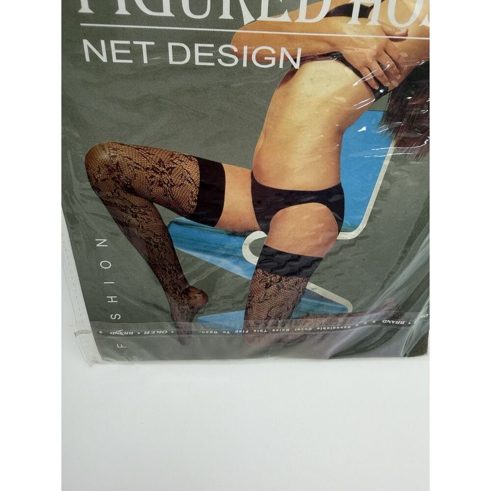 Beileishi Figured Hose New Design Socks Fishnet Thigh High Black New In Package - Picture 4 of 4